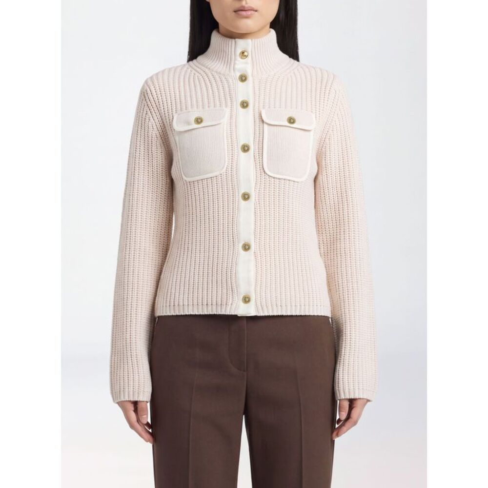 Pinko Women Pinko Slim Fit Ribbed High-Neck Cardigan In Wool And Alpaca